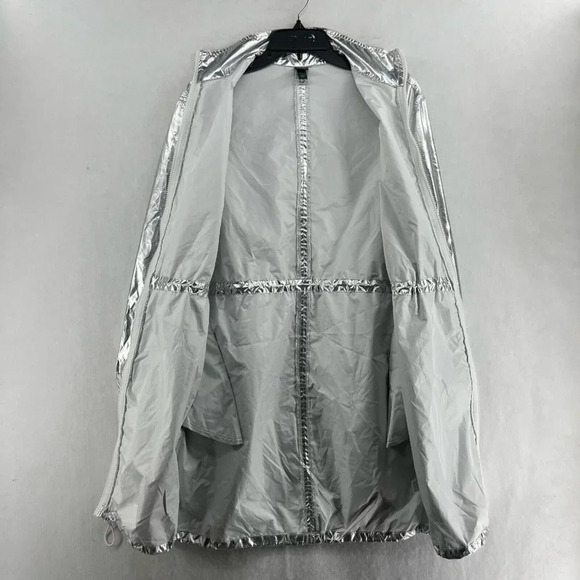 Wild Fable Jacket Women's Sz S Silver Metallic Full-Zip Mock Neck Elastic Trim - Picture 10 of 13